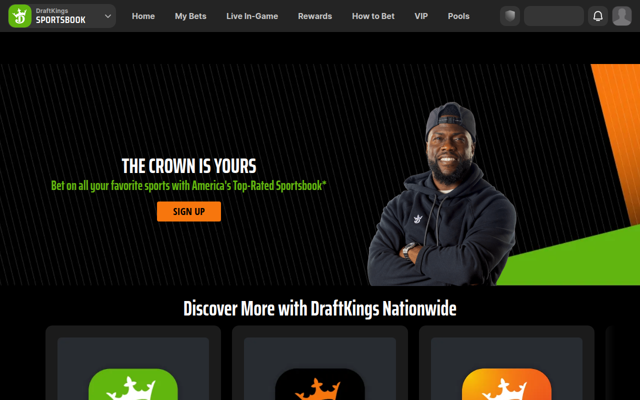 Скриншот главной страницы DraftKings